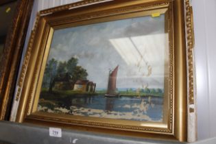 Oil painting depicting a Norfolk Broadland scene i