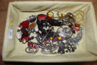 A tray box and contents of costume jewellery