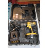 Dewalt 18v cordless drill with 2x batteries and charger in case. V CAMPSEA ASHE