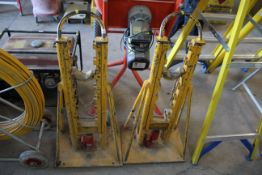 Pair of heavy duty cable drum stands with hydraulic adjustment. V CAMPSEA ASHE