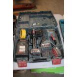 Bosch 18v professional cordless hammer drill with 4x batteries and charger in case. V CAMPSEA ASHE