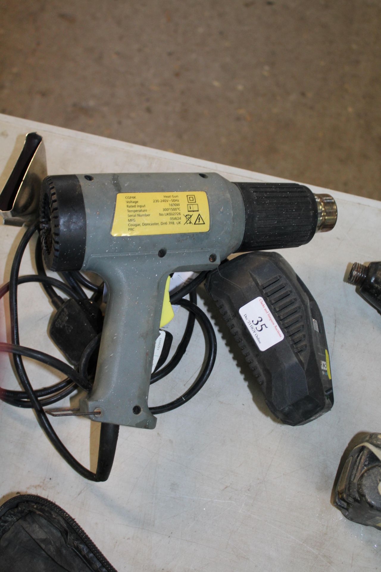 Heat gun, JCB battery charger and 14v cordless driver (no charger). V CAMPSEA ASHE - Image 5 of 5