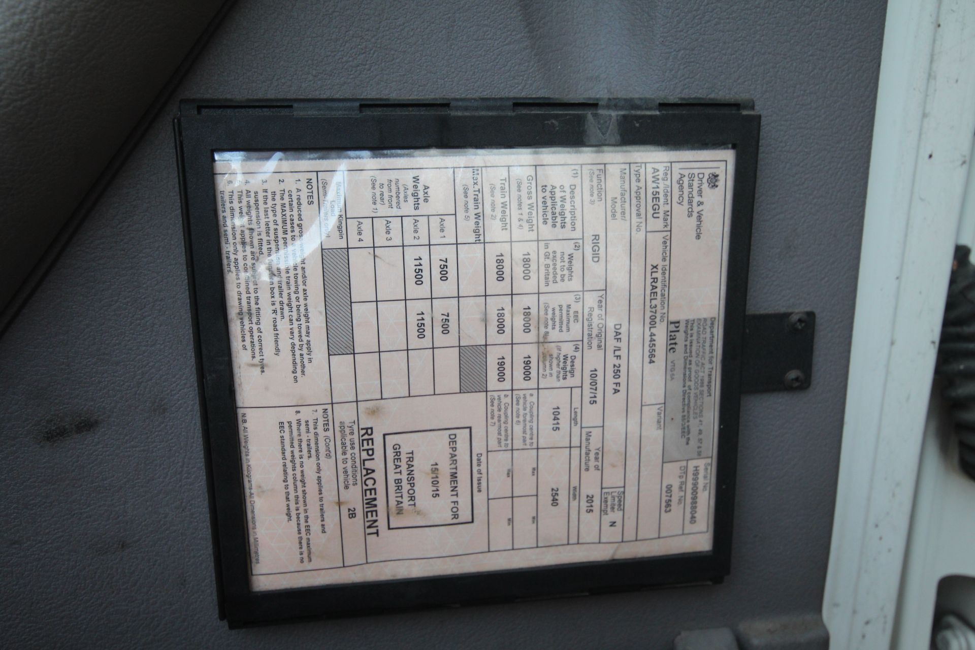 DAF LF 250  FA Euro 6 18T auto 4x2 rigid day cab. Registration AW15 EGU. Date of first - Image 78 of 79