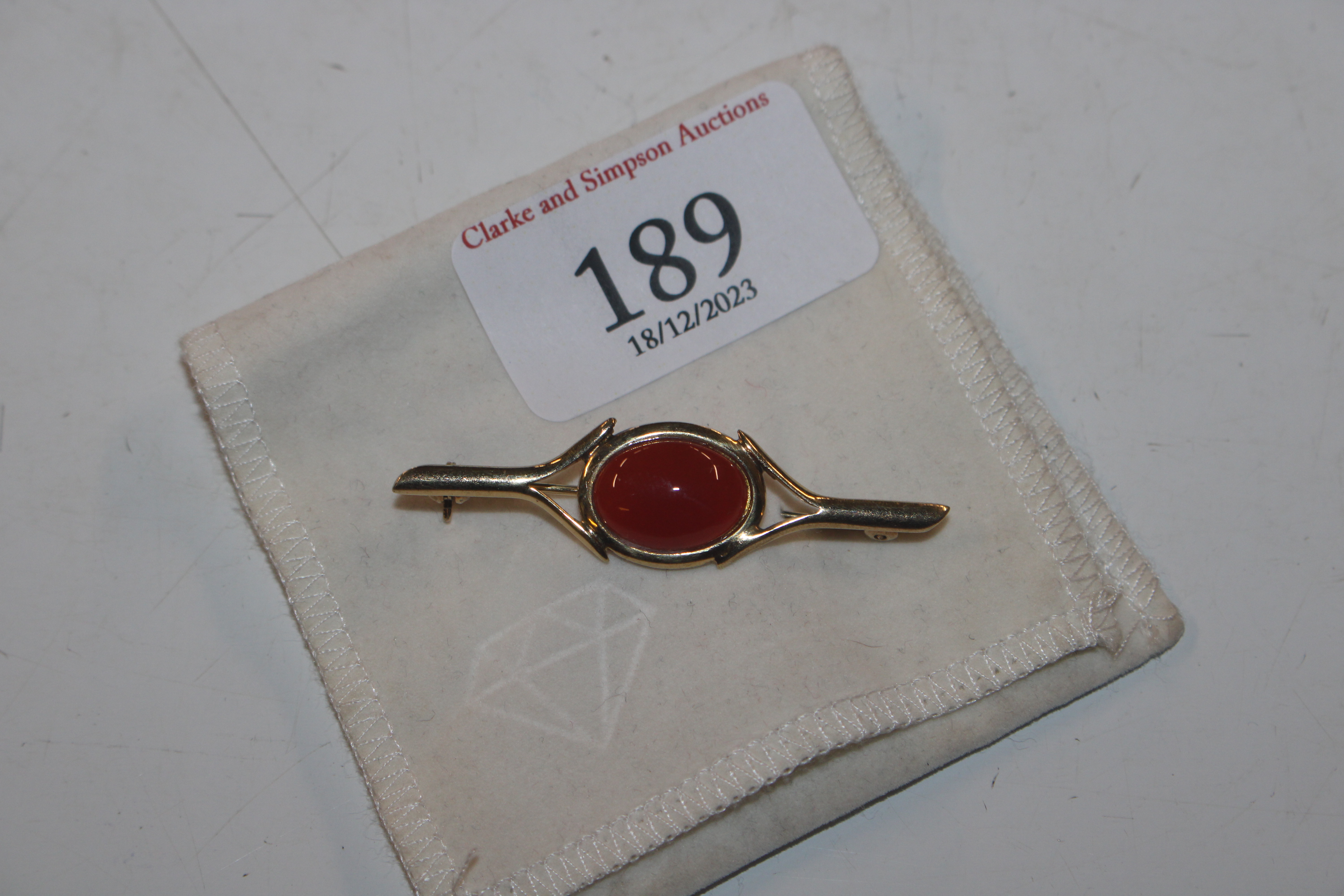 A Hallmarked Sterling silver gilt and carnelian ba