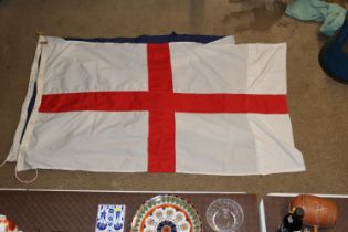 A Union Jack flag; a St Georges Cross flag and a S