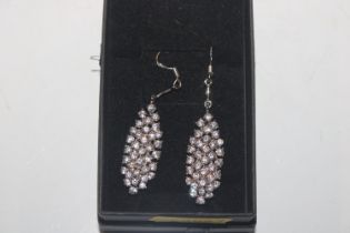 A pair of 18ct gold and silver Cubic Zirconia drop ear-rings