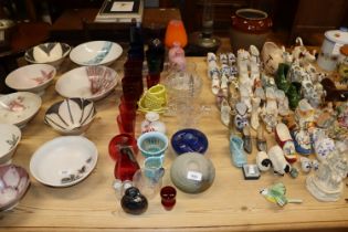 A quantity of coloured glassware including Art Gla