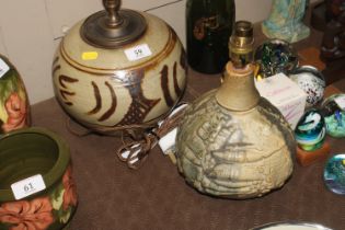 A Bernard Rooke pottery lamp and a Clare Sutcliffe