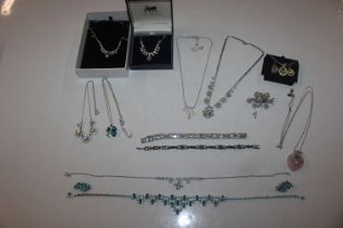 A collection of paste set jewellery to include nec