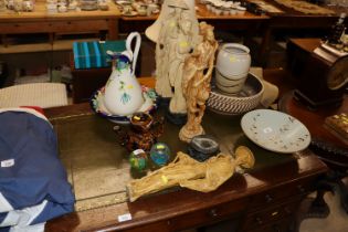 Four Oriental figures; a wash jug and bowl; two pa