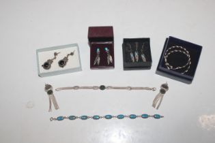 A 925 silver bracelet set with turquoise coloured