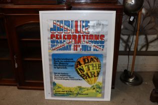 A framed and glazed poster "Jubilee Celebrations, Monday 11th July 1977 Ipswich"