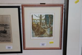 Glyn Thomas, limited edition coloured etching "Pin