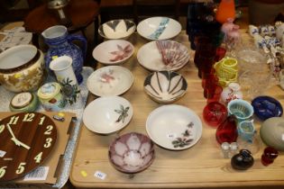 Nine Studio pottery bowls, some marked to base