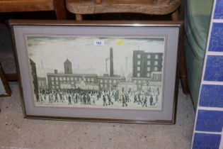 A framed and glazed L.S. Lowry print "Outside The