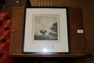 Paul Potter, framed and glazed print depicting cat