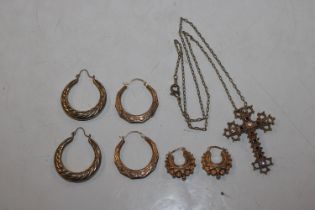Two pairs of 9ct gold ear-rings, approx. 3.5gms; a