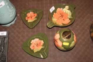A Moorcroft Pottery "Hibiscus" pattern table light