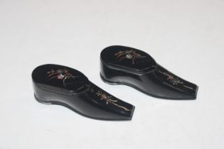 Two black lacquered and mother of pearl inlaid snu