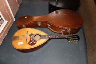 A mandolin in fitted wooden case