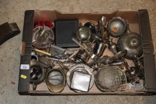 A box of various plated ware etc