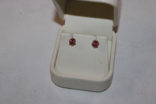 A pair of 14ct gold pink tourmaline set ear-rings