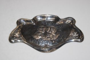 An Edwardian Art Nouveau silver tray decorated ang