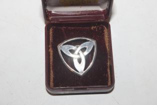 A Scandinavian Sterling silver triangular brooch