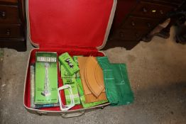 A suitcase and contents of a complete Subbuteo game
