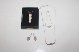 A Sterling silver modernist necklace and ear-rings