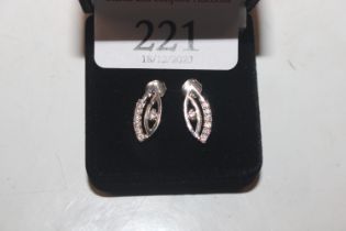A pair of 925 silver and white stone set ear-rings
