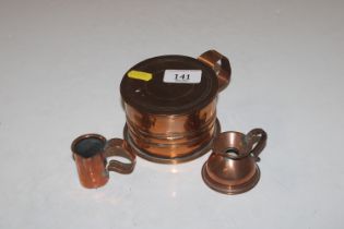 An Arts & Crafts style copper pot and cover with l