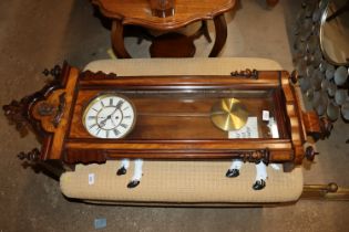 A Victorian walnut regulator wall clock, the white