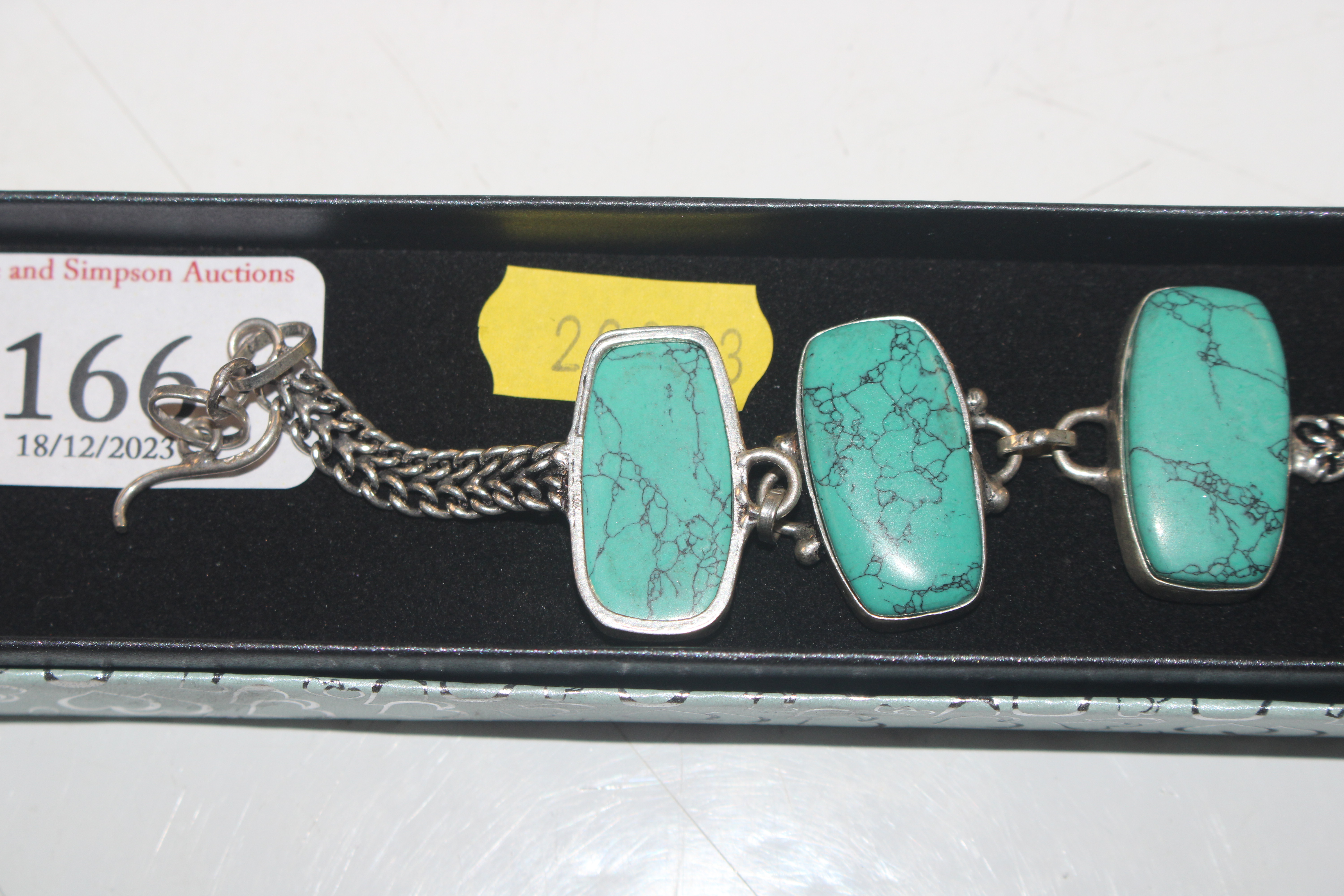 A 925 silver and turquoise set bracelet - Bild 2 aus 2
