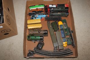 A box of assorted Hornby Tri-ang and other toy tra