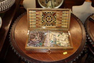 An inlaid travelling chess and backgammon board