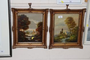 A pair of 19th Century oils under curved glass in