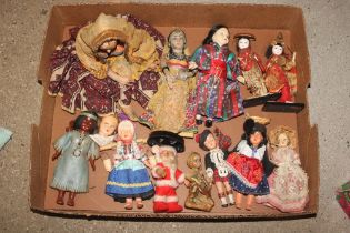 A box of assorted various vintage dressed Ethnic a