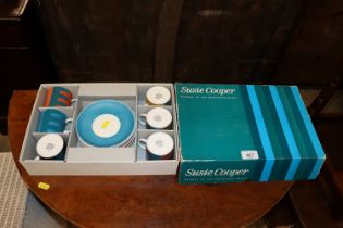 A boxed Susie Cooper coffee set