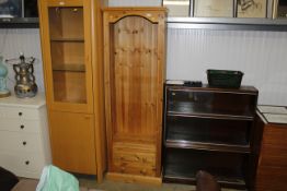 A stripped pine open fronted bookcase fitted two d