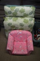 A child's chair and a garden lounger