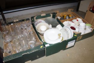 Three boxes of miscellaneous china and glassware