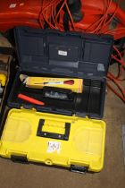 Two plastic tool boxes and contents of various too