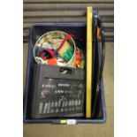 A box containing various miscellaneous items to in