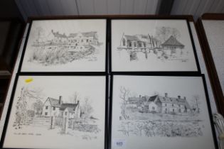 Four pencil signed John Western prints "Willy lotts cottage", "Flatford Mill" and the "Belcage