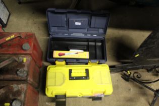 Two plastic tool boxes and contents of various too