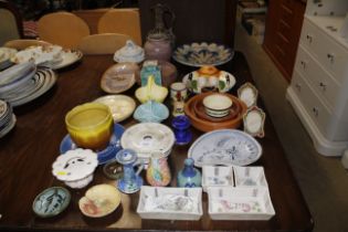 A collection of various decorative pottery items