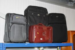 A collection of various modern luggage items