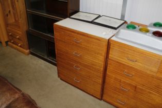 A mid 20th Century Remploy teak chest of four drawers