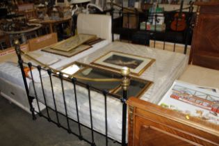 A brass and iron bedstead complete with mattress